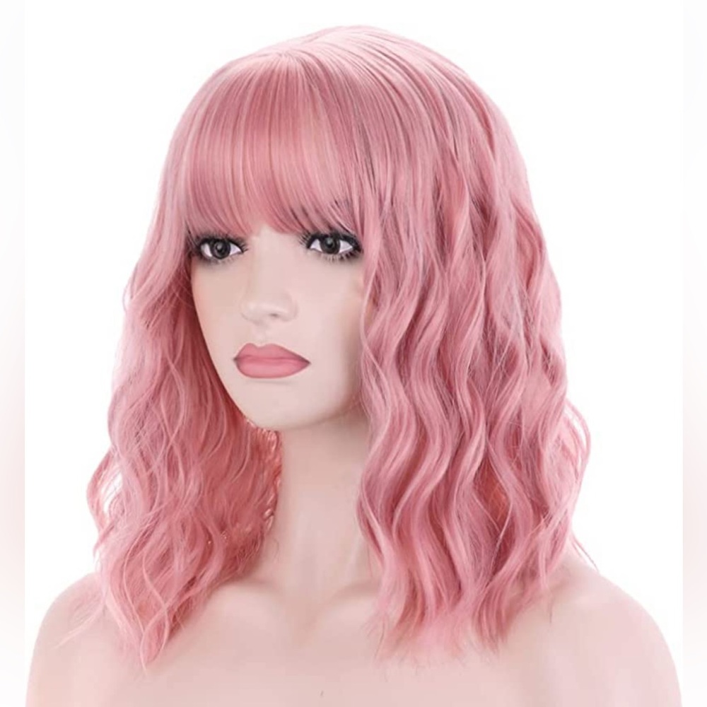 Pink Curly Bob Wig